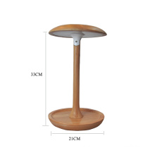 Mushroom shape adjustable wood led table lamp